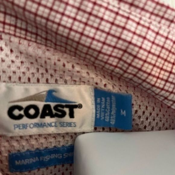 Coast Performance Red and white plaid Long sleeve shirt. Size Medium. - Picture 5 of 6